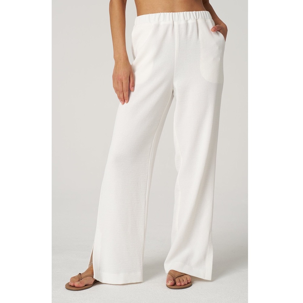 Franne Golde Crepe Gauze Wide Pant Ivory Women's Small Made in Canada NWT